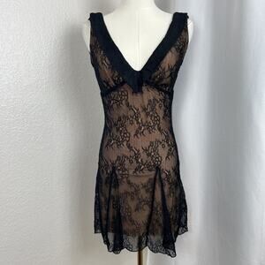 Smilco Dress Womens Medium Black Lace Mini Slip Babydoll Whimsigoth Edgy Fairy